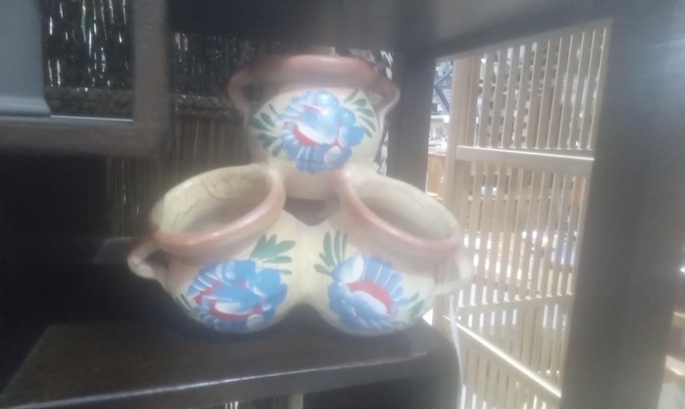 PORTE PLANTE TERRE CUITE DECOR FLORAL X4