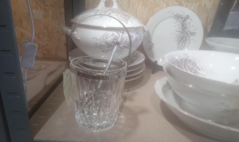 SEAU A GLACON VERRE +PINCE 1 ANSE METAL