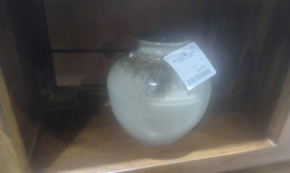 VASE BOULE CERAMIQUE CIRCA 1960 VERT