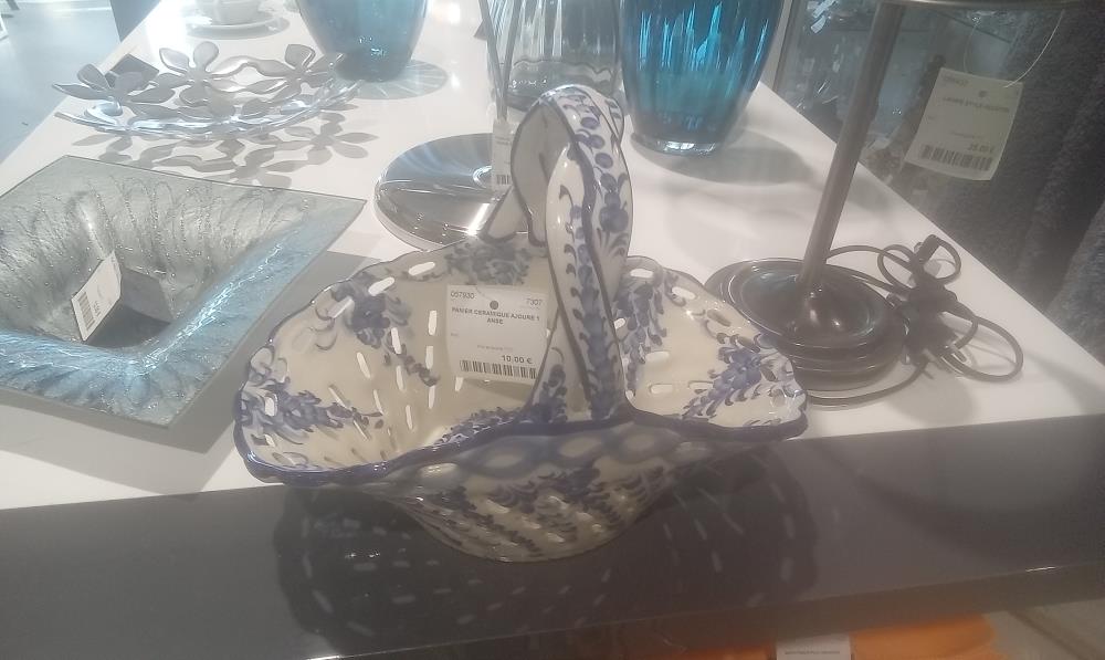 PANIER CERAMIQUE AJOURE 1 ANSE