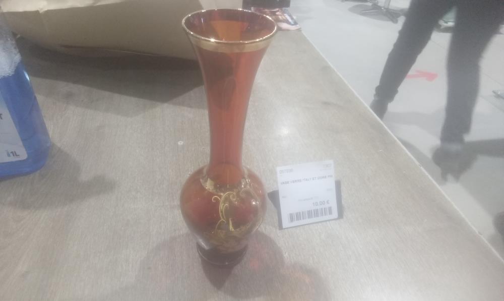VASE VERRE ITALY ET DORE PM