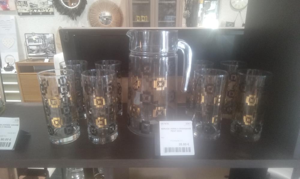 SERVICE VERRE A ORANGEADE PEINT MAIN