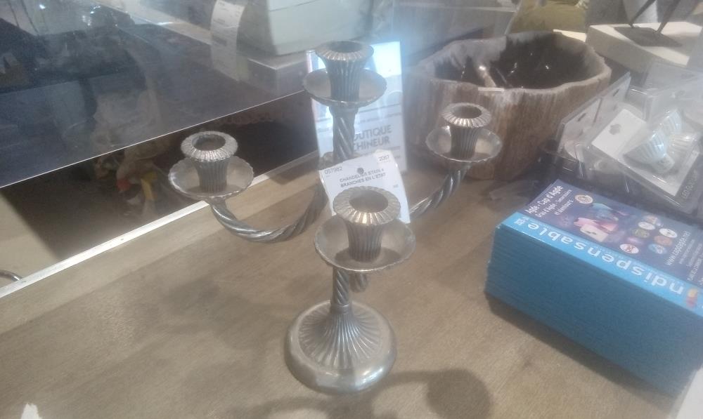 CHANDELIER ETAIN 4 BRANCHES EN L'ETAT