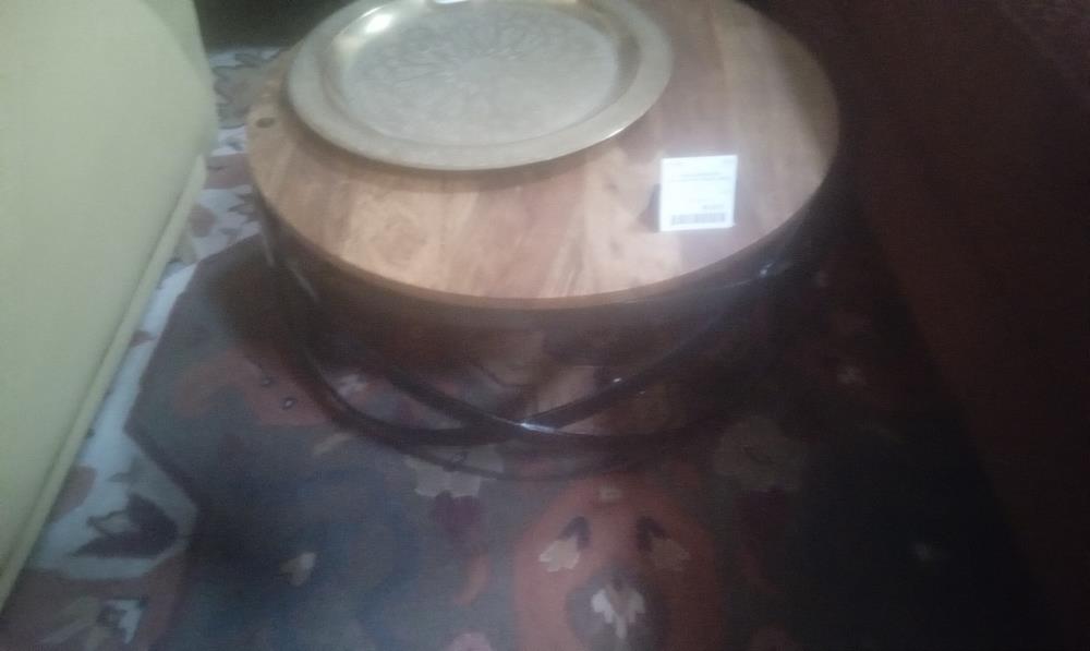 TABLE BASSE BOIS EXOTIQUE+PIETMENET METAL