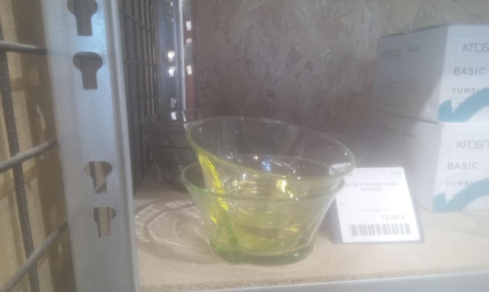 LOT DE 6 RAVIERS VERRE COULEUR