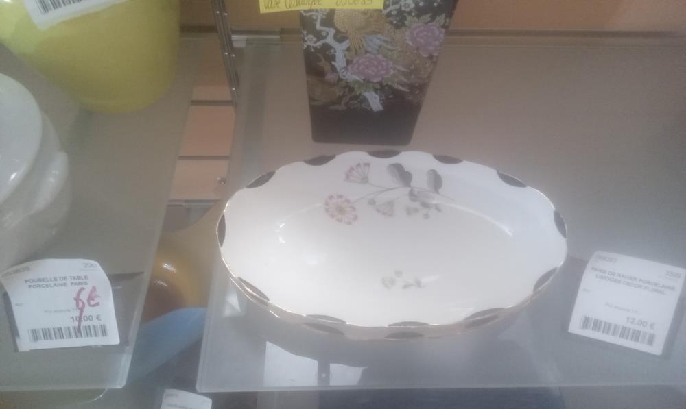 PAIRE DE RAVIER PORCELAINE LIMOGES DECOR FLORAL