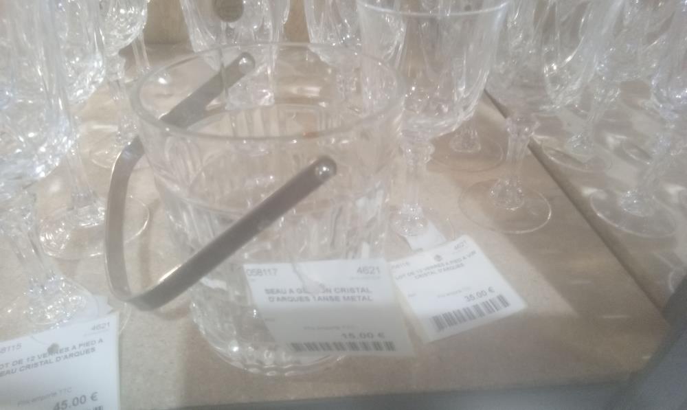 SEAU A GLACON CRISTAL D'ARQUES 1ANSE METAL