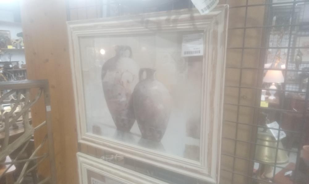 SOUS VERRE CADRE BEIGE VIEILLI LES POTICHES