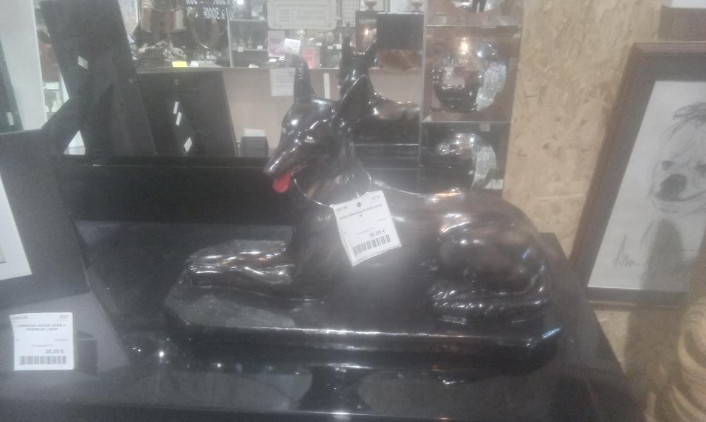 CHIEN CERAMIQUE NOIR ANNE 50