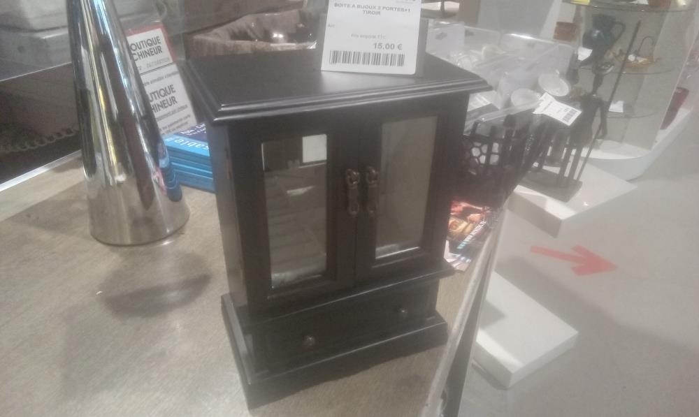 BOITE A BIJOUX 2 PORTES+1 TIROIR