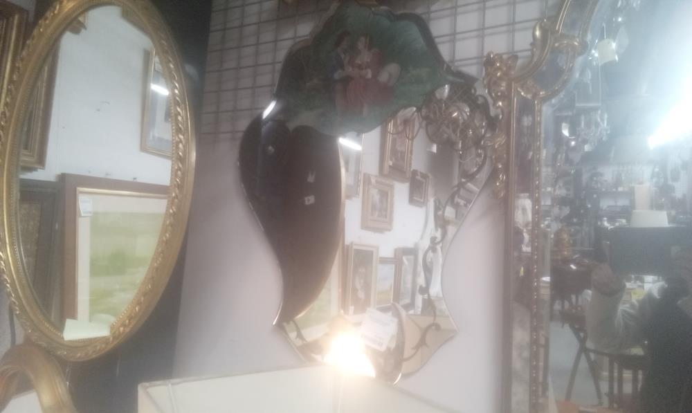 MIROIR ANNEE 50 SCENE ELEGANTE PEINTE