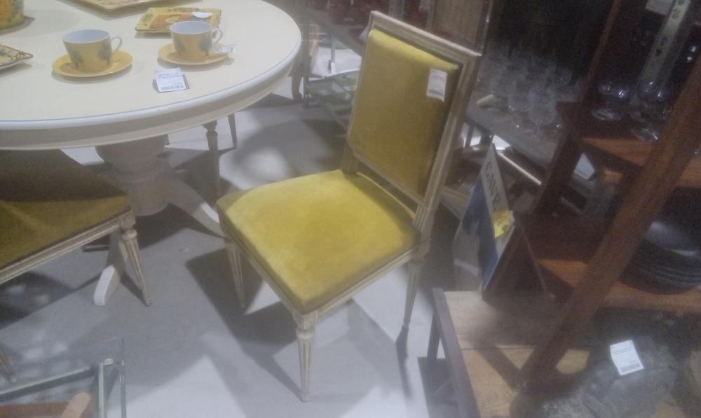 LOT DE 5 CHAISES STYLE LOUIS XVI TISSUS JAUNE