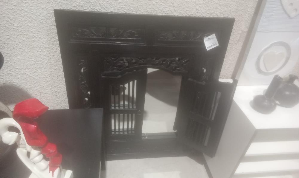 MIROIR AJOURE AVEC  2 BATTANTS PEINT NOIRS