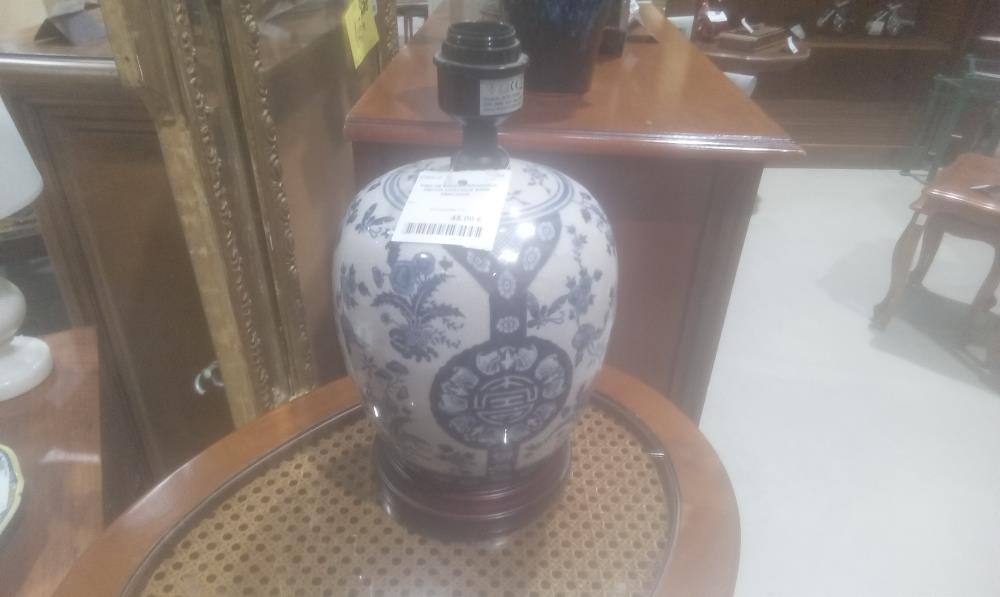 PIED DE LAMPE CERAMIQUE DECOR ASIATIQUE SANS ABATJOUR