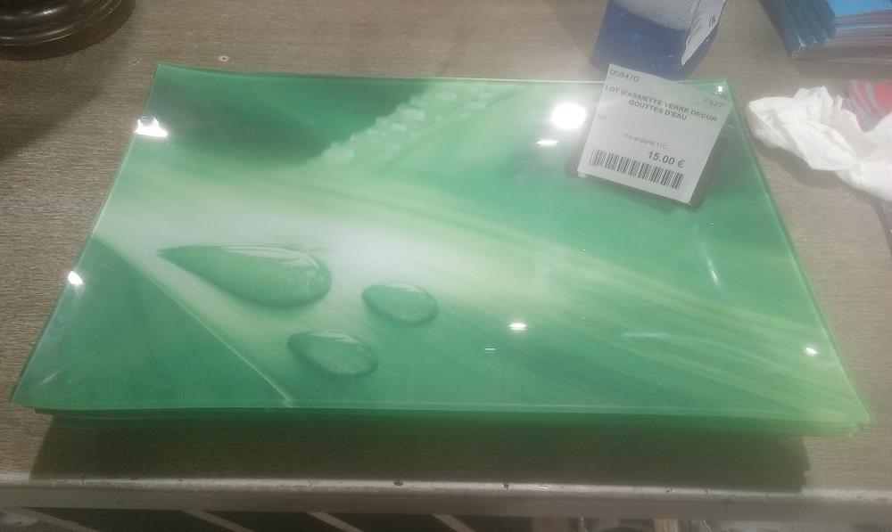 LOT D'ASSIETTE VERRE DECOR GOUTTES D'EAU