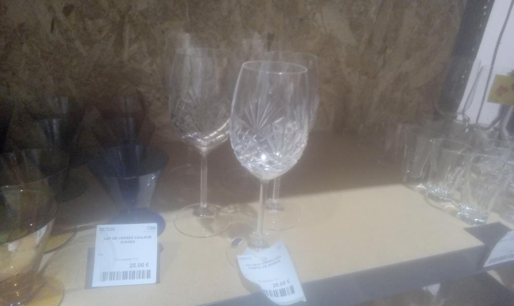 LOT DE 5 VERRES A EAU CRISTAL DE BOHEME