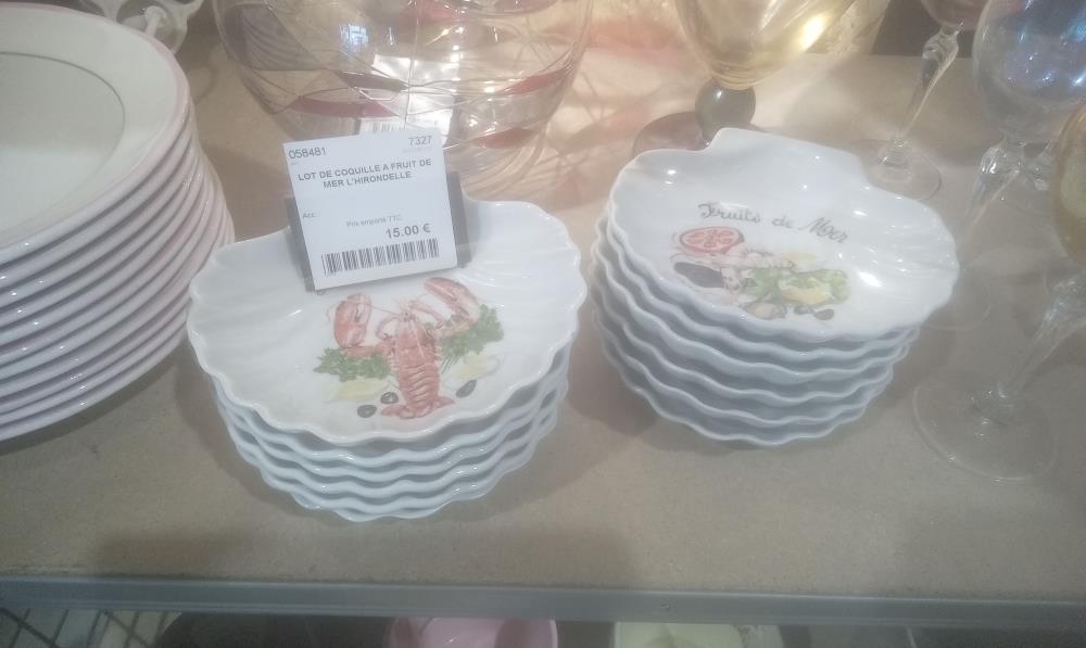 LOT DE COQUILLE A FRUIT DE MER L'HIRONDELLE