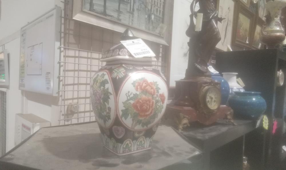 POTICHE CERAMIQUE ASIATIQUE EN 2 PARTIES