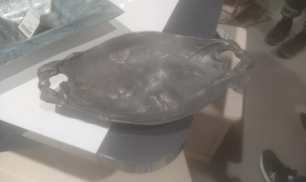 VIDE POCHE ETAIN DECOR FLORAL 2ANSES