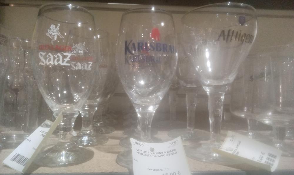 LOT DE 6 VERRES A BIERE PUBLICITAIRE KARLSBRAU
