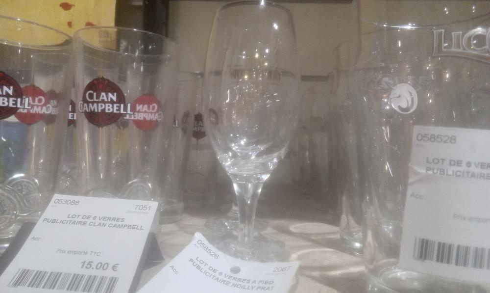 LOT DE 6 VERRES A PIED PUBLICITAIRE NOILLY PRAT