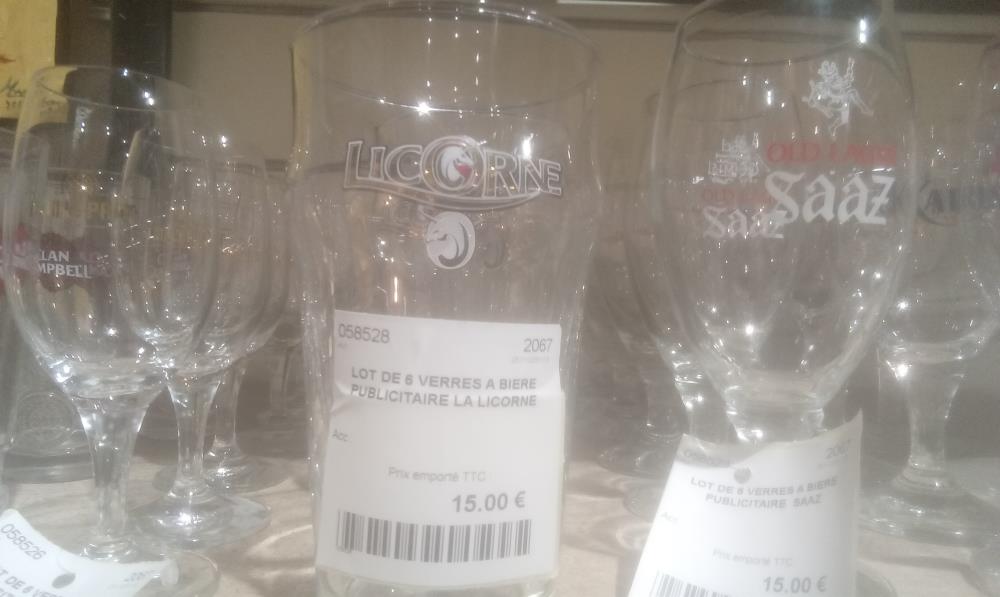 LOT DE 6 VERRES A BIERE PUBLICITAIRE LA LICORNE