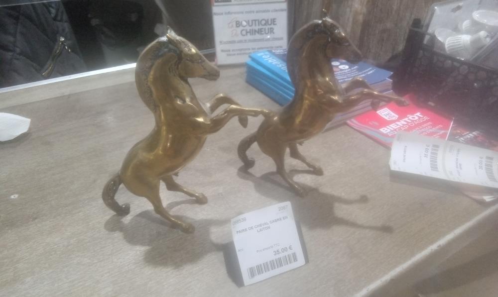PAIRE DE CHEVAL CABRE EN LAITON