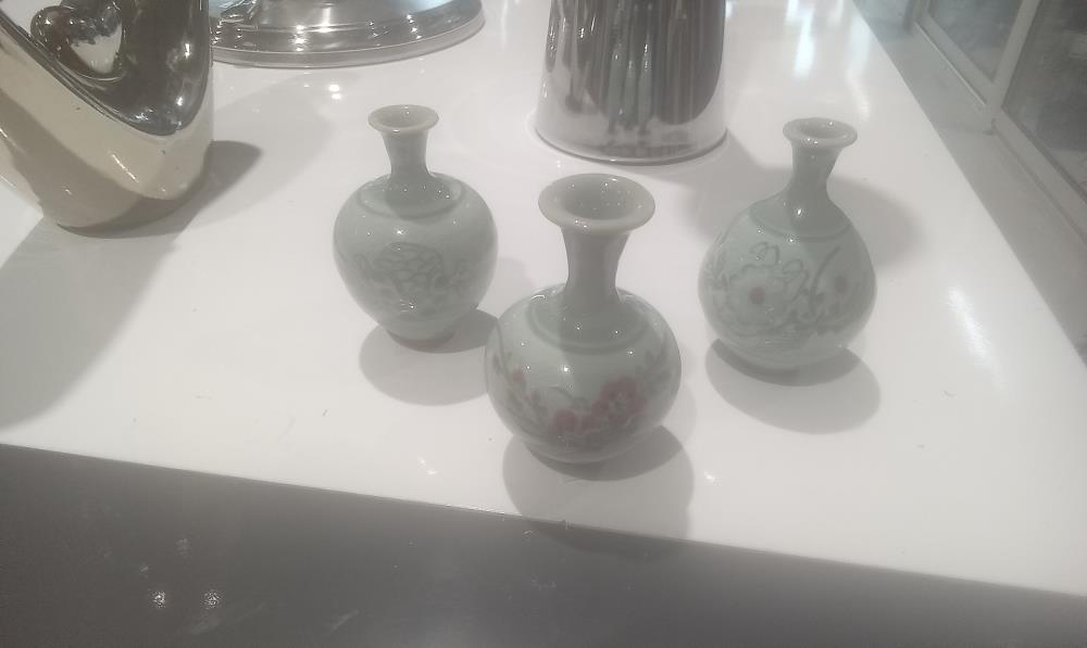 LOT DE 3 VASES TERRE CUITE VERNISSE PPM