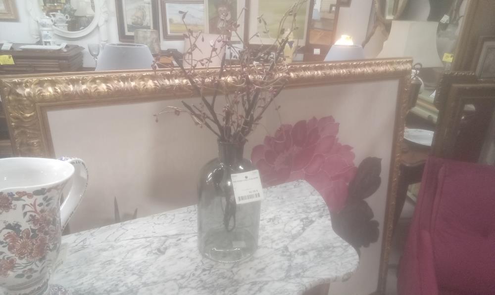 VASE VERRE FUME+GUIRLANDE