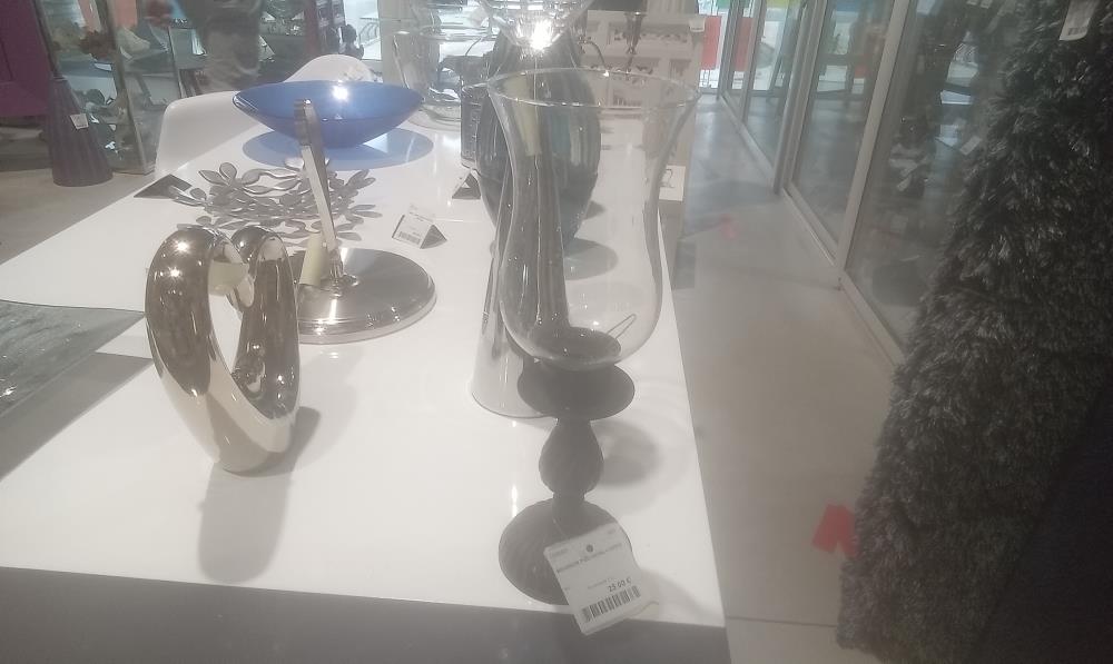 BOUGEOIR PIED METAL+VERRE