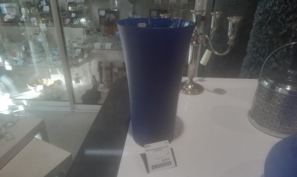 VASE VERRE DESIGN BLEU GM J.G DURAND