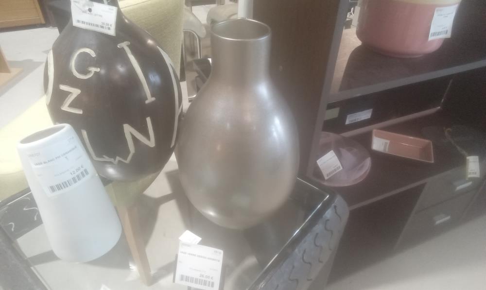 VASE VERRE DESIGN ARGENTE