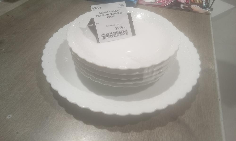SERVICE A DESSERT PORCELAINE DE LIMOGES 7 PIECES
