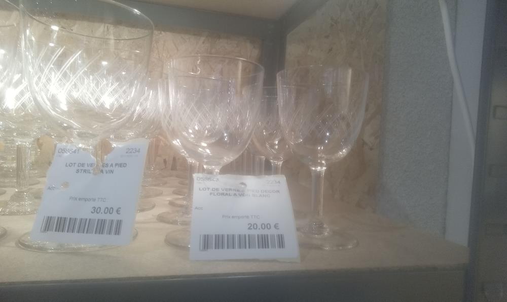 LOT DE VERRE A PIED DECOR FLORAL A VON BLANC