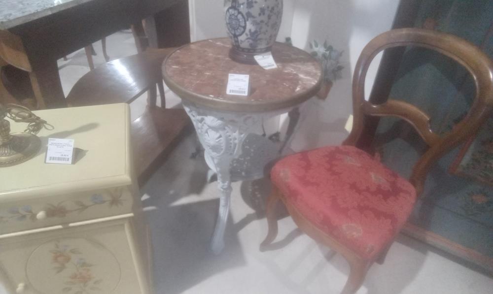 GUERIDON PIED FONTE+PLATEAU MARBRE