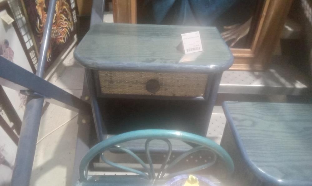 CHEVET ROTIN BLEU 1 TIROIR