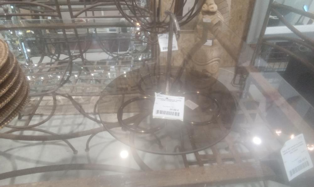 PLATEAU A FROMAGE VERRE FUME 1ANSE METAL