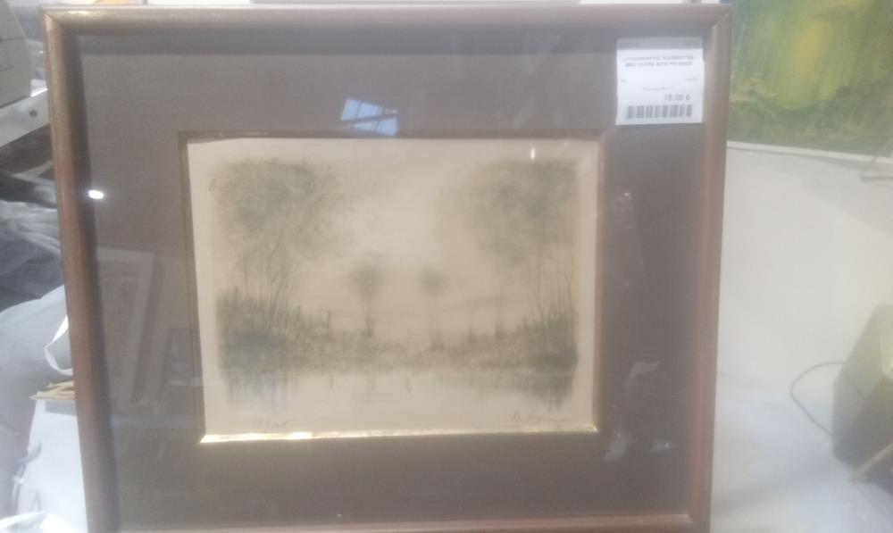 LITHOGRAPHIE NUMEROTEE SBD CADRE BOIS PAYSAGE