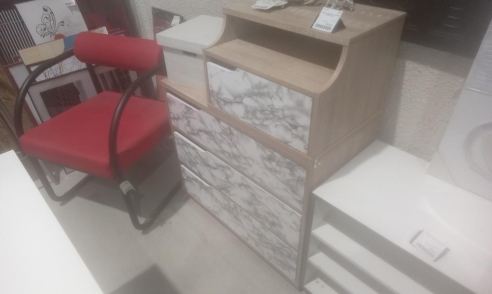 MEUBLE MELAMINE 4 TIROIRS SUR ROULETTE