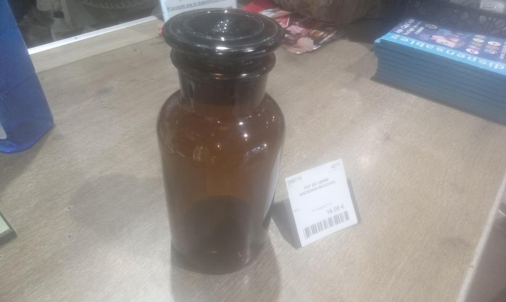 POT EN VERRE ANCIENNE+BOUCHON