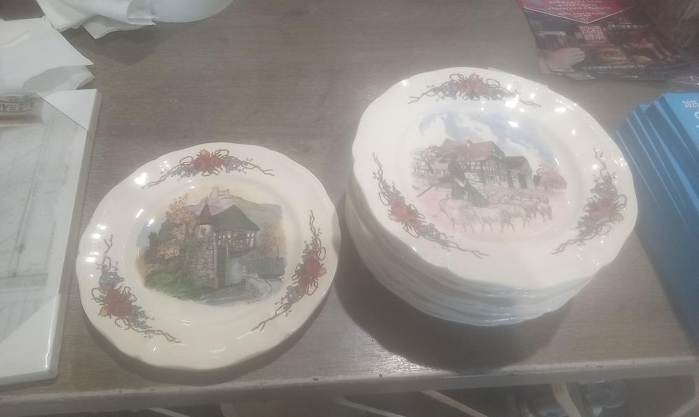 LOT DE 12 ASSIETTES A DESSERT CERAMIQUE SARREGUEMINES OBERNAY