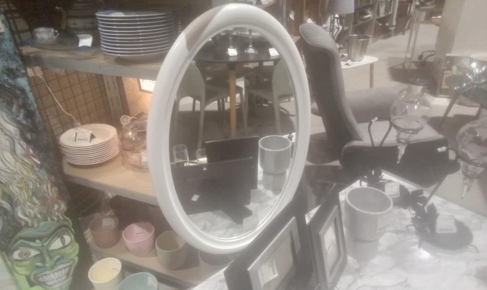 MIROIR OVALE PEINT BLANC