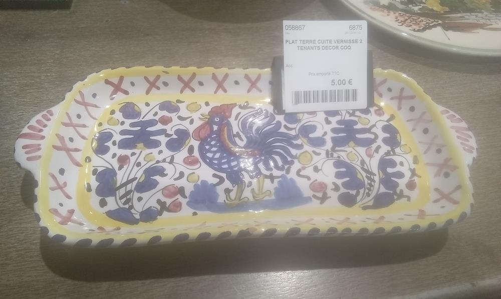 PLAT TERRE CUITE VERNISSE 2 TENANTS DECOR COQ