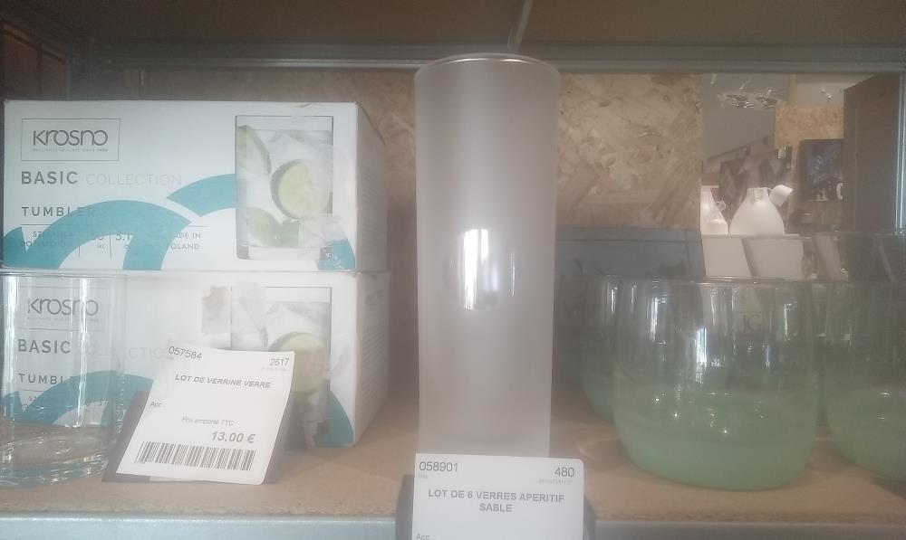 LOT DE 6 VERRES APERITIF SABLE