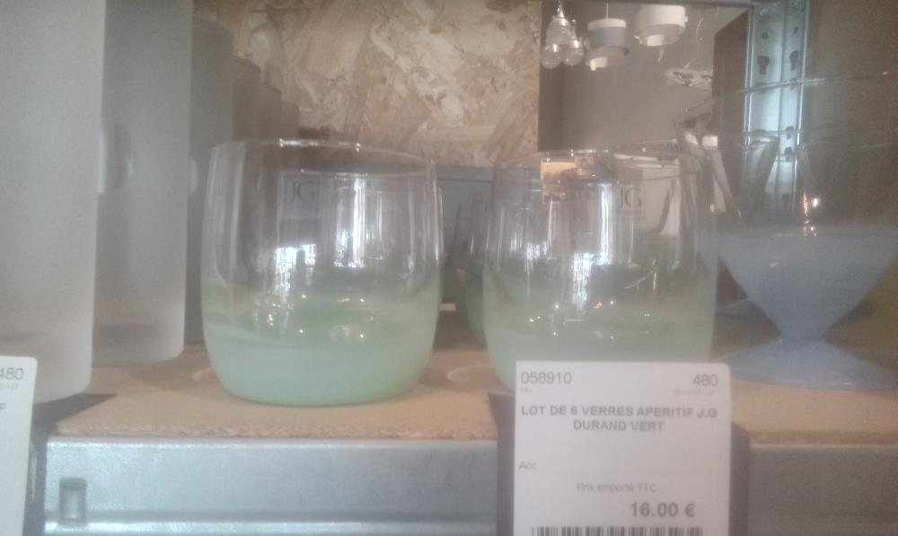 LOT DE 6 VERRES APERITIF J.G DURAND VERT