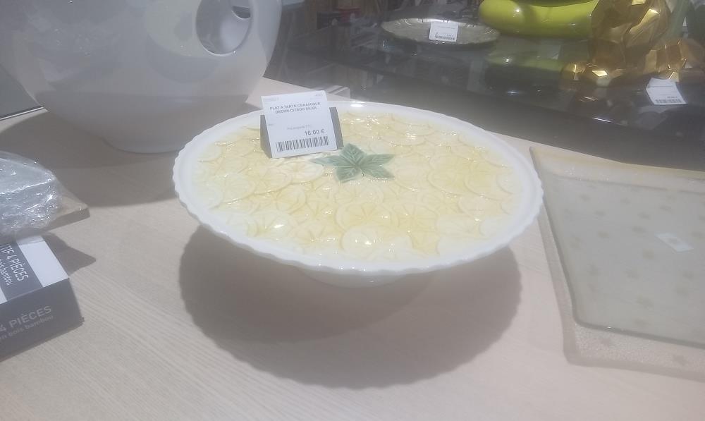 PLAT A TARTE CERAMIQUE DECOR CITRON SILEA
