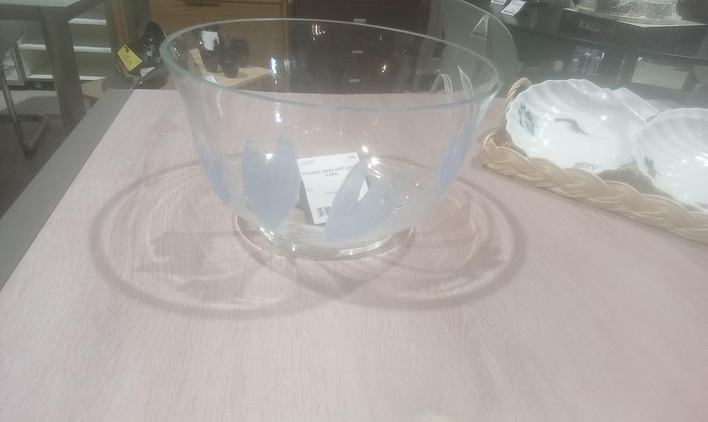 SALADIER VERRE PEINT DECOR FLORAL