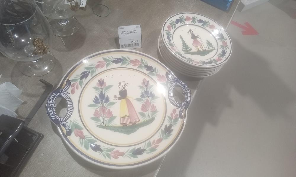 SERVICE  A DESSERT CERAMIQUE HB QUIMPER