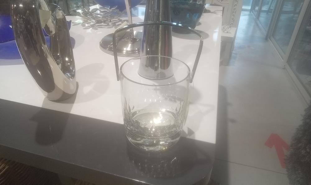 SEAU A GLACON CRISTAL 1ANSE METAL