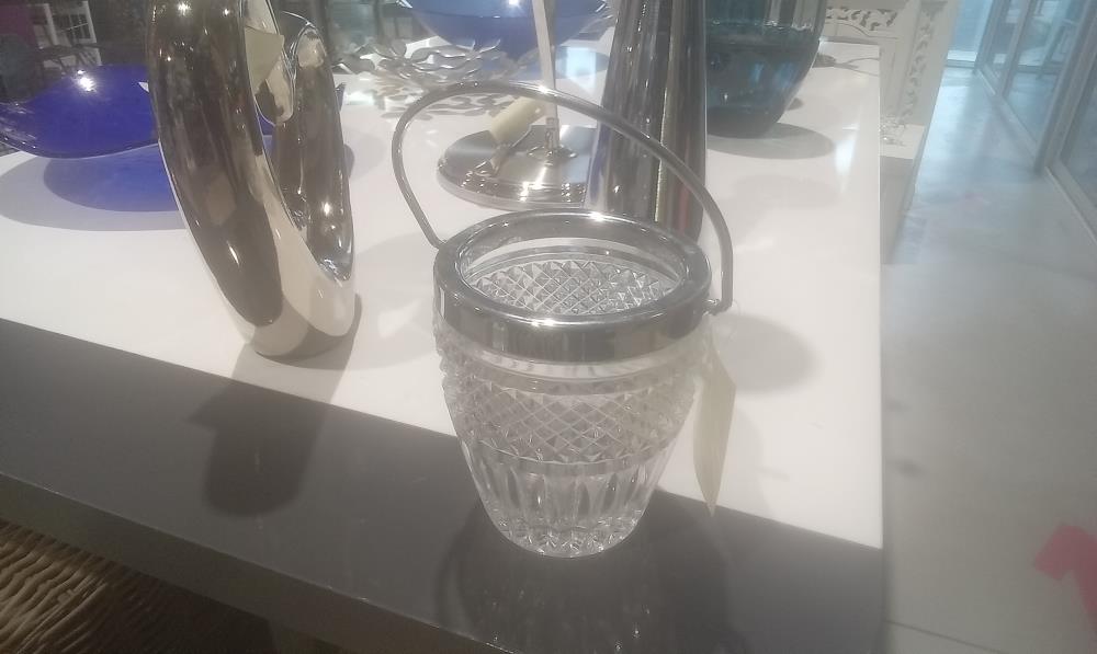 SEAU A GLACON VERRE 1ANSE METAL